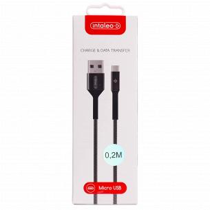 Кабель Intaleo MicroUSB черно-серый 0,2м CB0